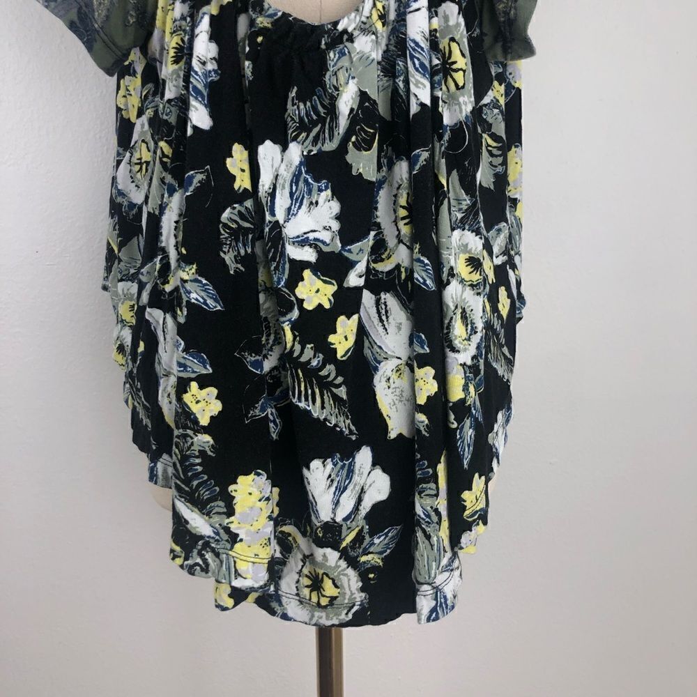 Free People Cold Shoulder Black Floral Top Boho Loose Fit CottageCore Medium - Picture 6 of 12